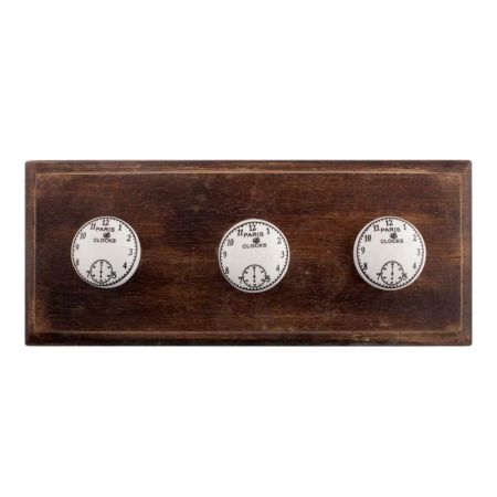 Paris Clocks Numerals Flat Ceramic Wooden Hooks